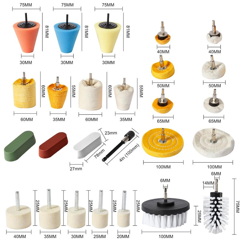 Medoon 26pcs Buffing Wheel Kit for Drill – Different Size and Density Polishing Buffing Wheels – Perfect for Car Detailing, Jewelry, DIY Buffing & Finishing– 1/4" Shank Fits Most Drills - Image 2